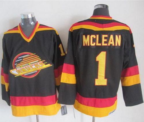 Canucks #1 Kirk Mclean Black Gold CCM Throwback Stitched Jersey