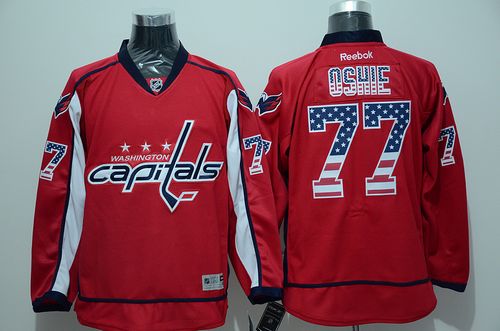 Capitals #77 T.J Oshie Red USA Flag Fashion Stitched Jersey