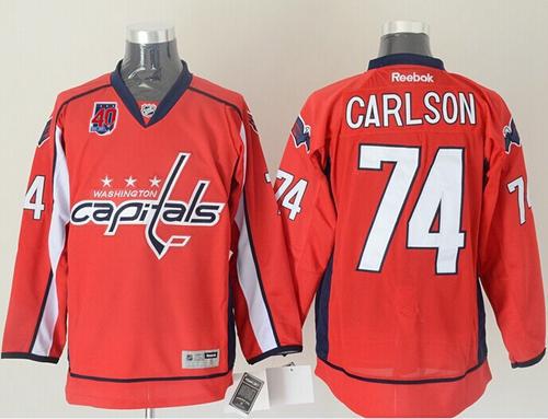 Capitals #74 John Carlson Red 40th Anniversary Stitched Jersey