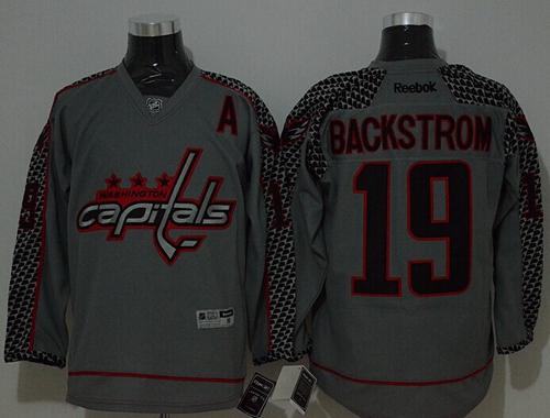 Capitals #19 Nicklas Backstrom Charcoal Cross Check Fashion Stitched Jersey