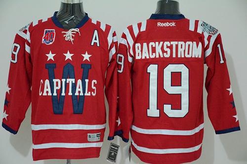 Capitals #19 Nicklas Backstrom 2015 Winter Classic Red 40th Anniversary Stitched Jersey
