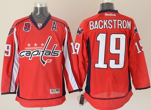 Capitals #19 Nicklas Backstrom Red 40th Anniversary Stitched Jersey