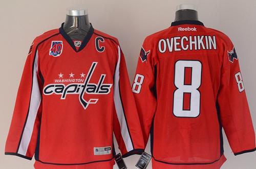 Capitals #8 Alex Ovechkin Red 40th Anniversary Stitched Jersey