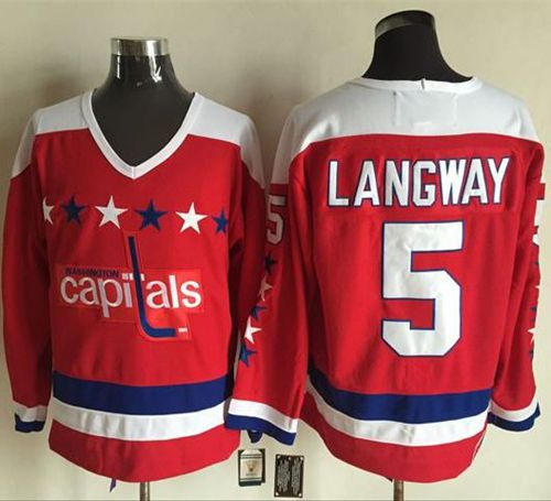Capitals #5 Rod Langway Red Alternate CCM Throwback Stitched Jersey