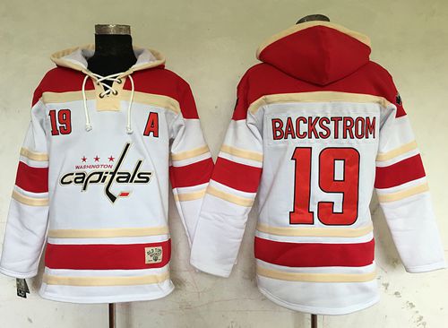 Capitals #19 Nicklas Backstrom White Sawyer Hooded Sweatshirt Stitched Jersey
