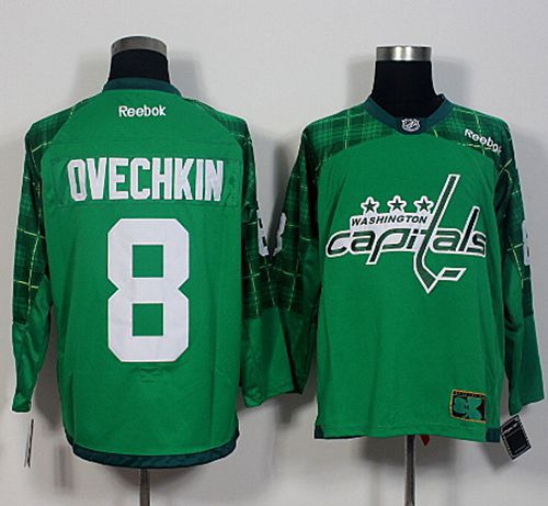 Capitals #8 Alex Ovechkin Green St. Patrick's Day New Stitched Jersey