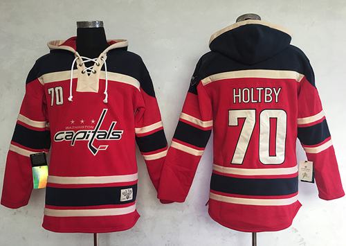 Capitals #70 Braden Holtby Red Sawyer Hooded Sweatshirt Stitched Jersey