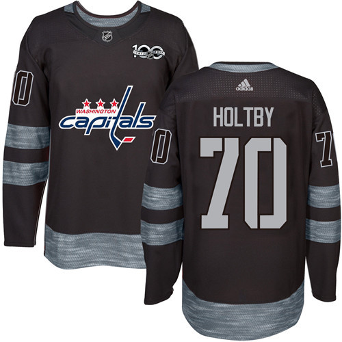 Capitals #70 Braden Holtby Black 1917-2017 100th Anniversary Stitched Jersey