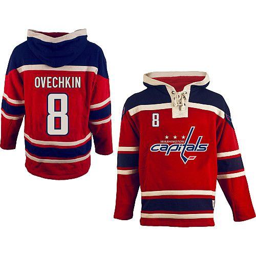 Capitals #8 Alex Ovechkin Red Sawyer Hooded Sweatshirt Stitched Jersey