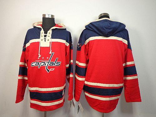Capitals Blank Red Sawyer Hooded Sweatshirt Stitched Jersey