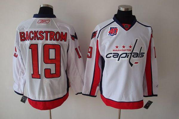 Capitals #19 Nicklas Backstrom White 40th Anniversary Stitched Jersey