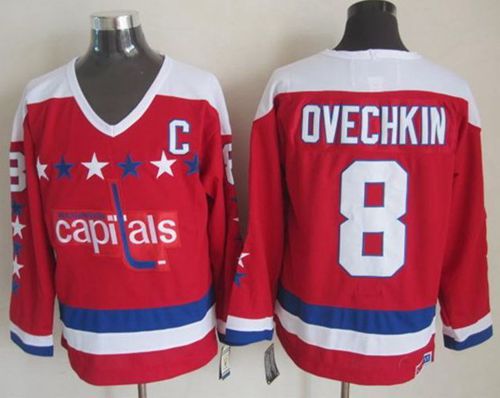 Capitals #8 Alex Ovechkin Red CCM Throwback Stitched Jersey