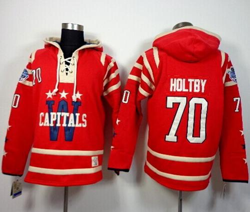Capitals #70 Braden Holtby 2015 Winter Classic Red Sawyer Hooded Sweatshirt Stitched Jersey