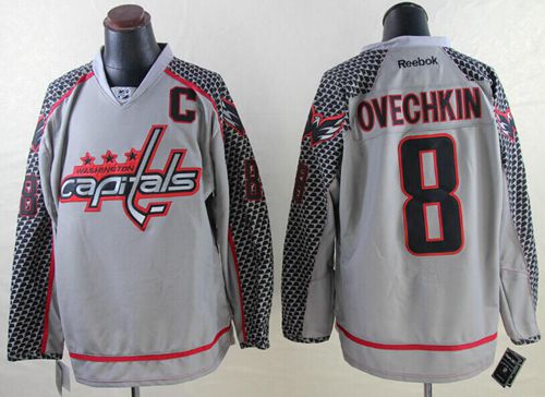 Capitals #8 Alex Ovechkin Charcoal Cross Check Fashion Stitched Jersey