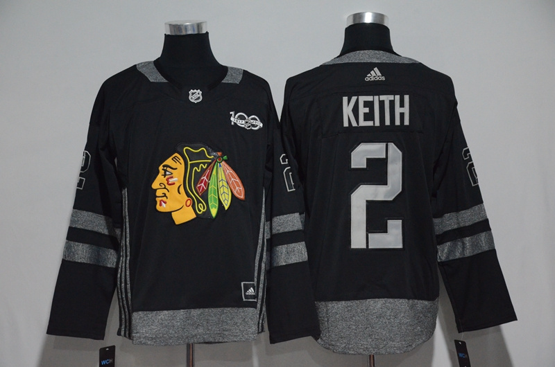 Chicago Blackhawks #2 Duncan Keith Black 1917-2017 100th Anniversary Stitched Jersey