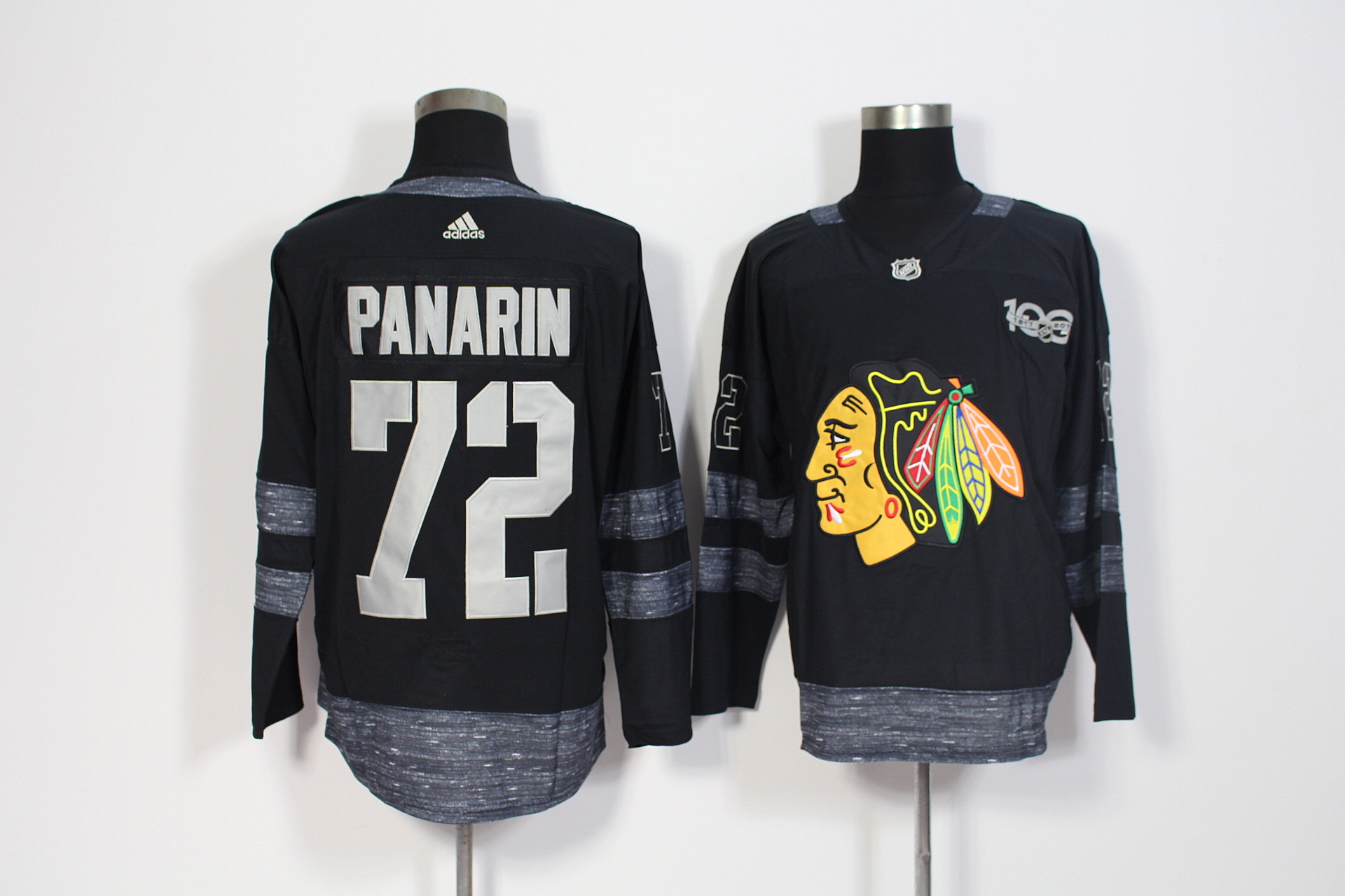 Chicago Blackhawks #72 Artemi Panarin Black 1917-2017 100th Anniversary Stitched Adidas Jersey