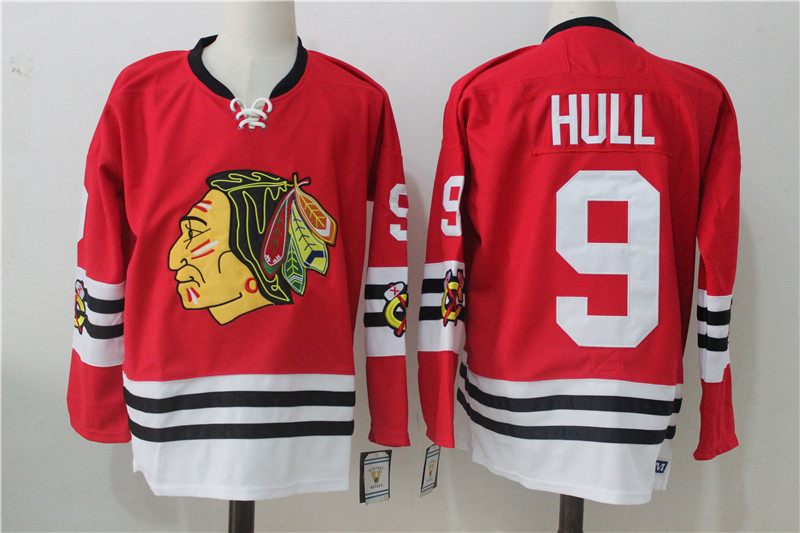 Chicago Blackhawks #9 Bobby Hull Red Throwback CCM Stitched Jersey