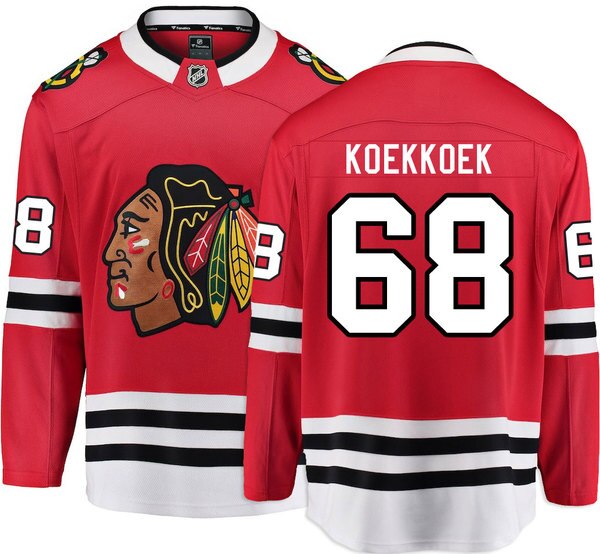 Chicago Blackhawks #68 Slater Koekkoek Red Stitched Jersey