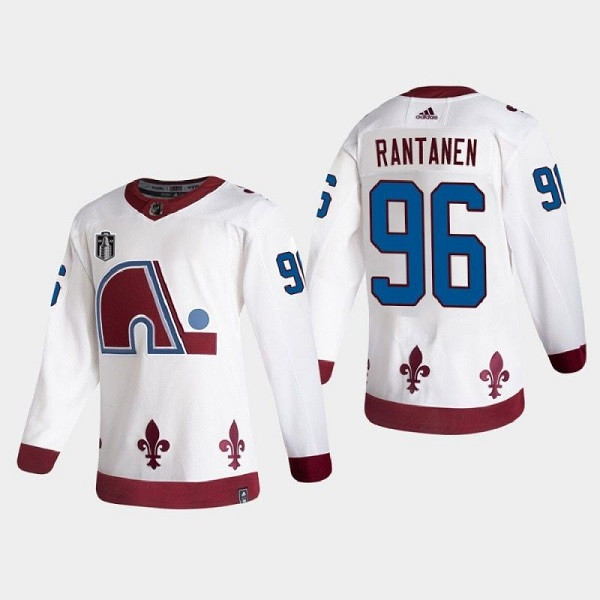 Colorado Avalanche #96 Mikko Rantanen White 2022 Stanley Cup Final Patch Reverse Retro Stitched Jersey