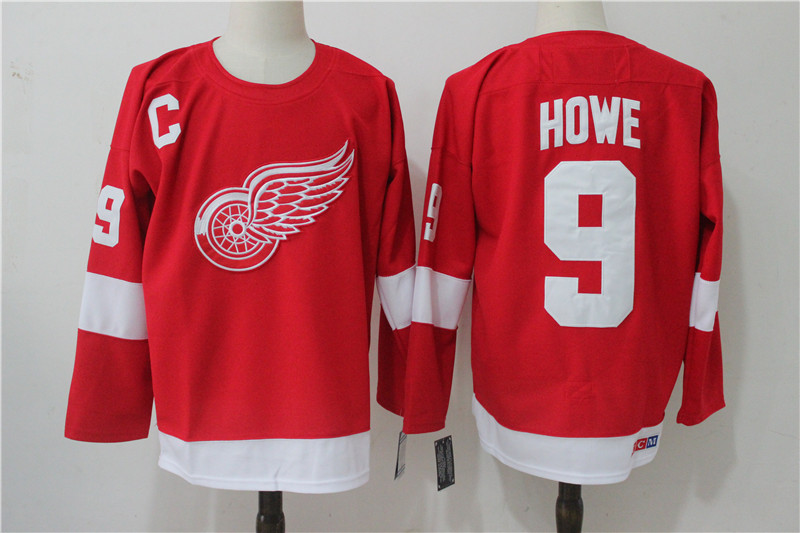 Detroit Red Wings #9 Gordie Howe Red Throwback CCM Stitched Jersey