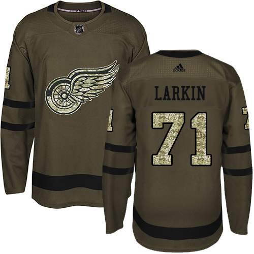 Detroit Red Wings #71 Dylan Larkin Green Salute To Service Stitched Jersey