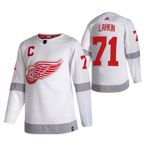 Detroit Red Wings #71 Dylan Larkin White 2020-21 Reverse Retro Stitched Jersey