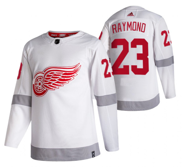 Detroit Red Wings #23 Lucas Raymond White 2020-21 Reverse Retro Stitched Jersey