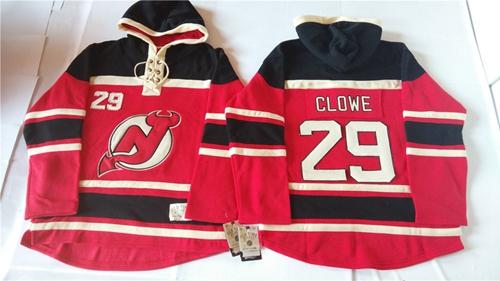 Devils #29 Ryane Clowe Red Sawyer Hooded Sweatshirt Stitched Jersey