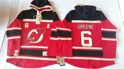 Devils #6 Andy Greene Red Sawyer Hooded Sweatshirt Stitched Jersey