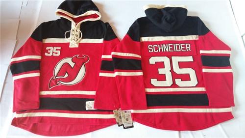 Devils #35 Cory Schneider Red Sawyer Hooded Sweatshirt Stitched Jersey