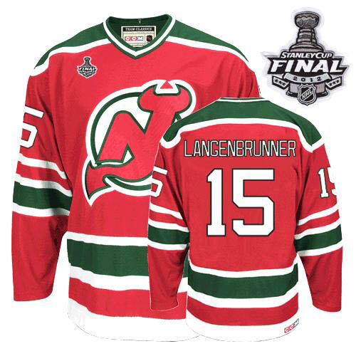 Devils #15 Jamie Langenbrunner 2012 Stanley Cup Finals Red And Green CCM Throwback Stitched Jersey