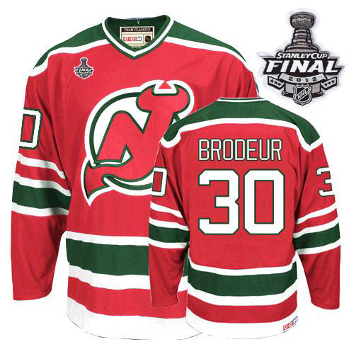 Devils #30 Martin Brodeur 2012 Stanley Cup Finals Red And Green CCM Throwback Stitched Jersey