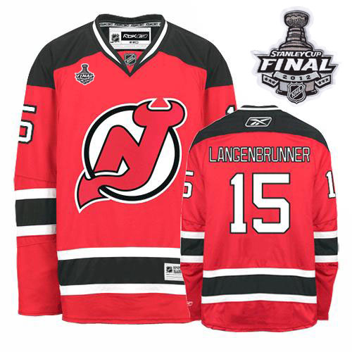 Devils #15 Jamie Langenbrunner 2012 Stanley Cup Finals Red Stitched Jersey