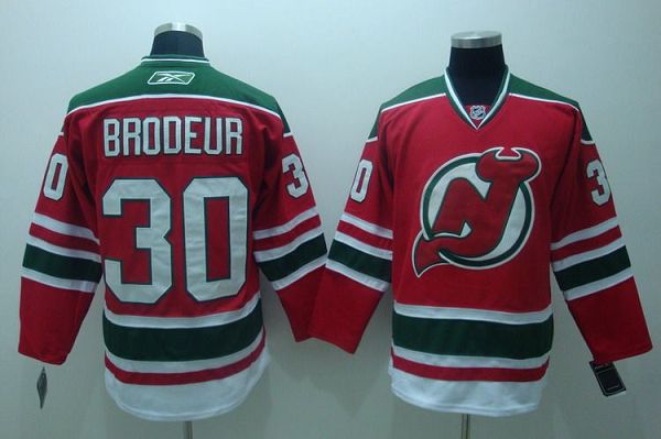 Devils #30 Martin Brodeur Stitched Red And Green CCM Throwback Jersey