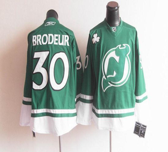 Devils St Patty's Day #30 Martin Brodeur Green Stitched Jersey