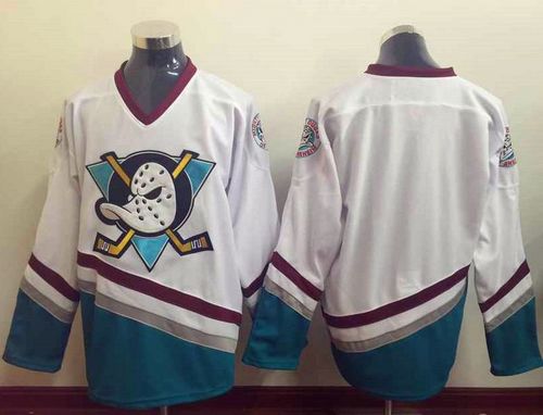 Ducks Blank White CCM Throwback Stitched Jersey