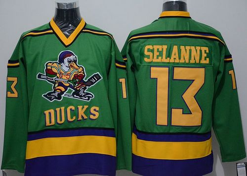 Ducks #13 Teemu Selanne Green CCM Throwback Stitched Jersey
