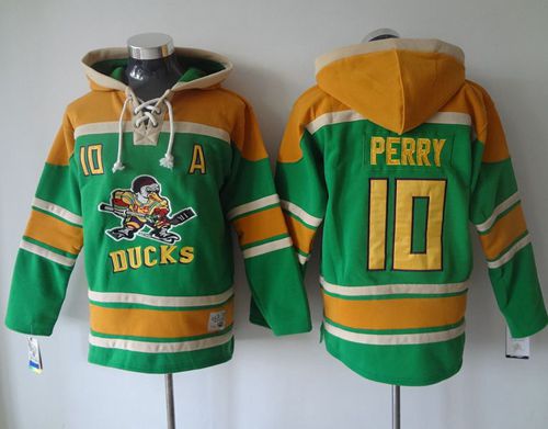 Ducks #10 Corey Perry Green Sawyer Hooded Sweatshirt Stitched Jersey