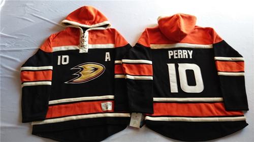 Ducks #10 Corey Perry Black Sawyer Hooded Sweatshirt Stitched Jersey