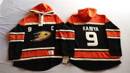 Ducks #9 Paul Kariya Black Sawyer Hooded Sweatshirt Stitched Jersey