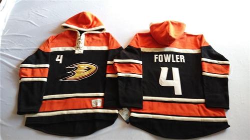 Ducks #4 Cam Fowler Black Sawyer Hooded Sweatshirt Stitched Jersey