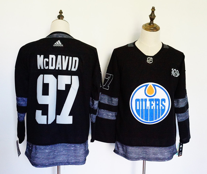 Edmonton Oilers #97 Connor McDavid Black 1917-2017 100th Anniversary Stitched Adidas Jersey