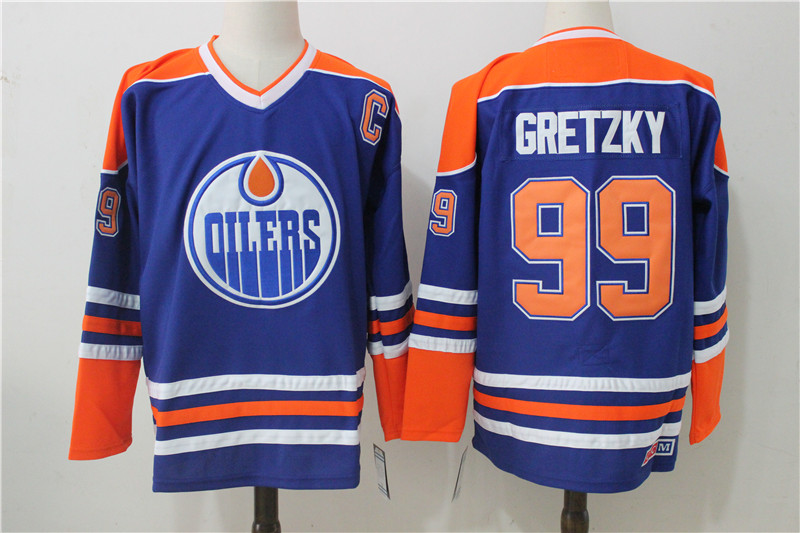 Edmonton Oilers #99 Wayne Gretzky Royal Throwback CCM Stitched Jersey