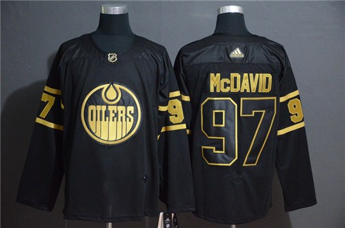 Edmonton Oilers #97 Connor McDavid Black Golden Stitched Jersey