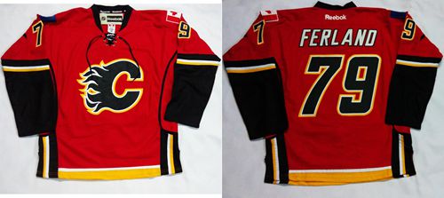 Flames #79 Michael Ferland Red Home Stitched Jersey