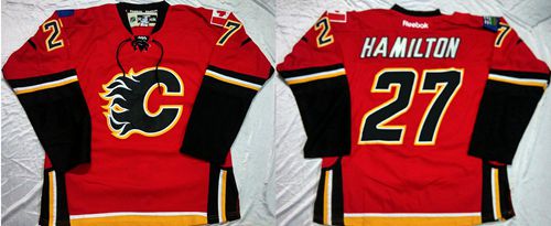 Flames #27 Dougie Hamilton Red Home Stitched Jersey