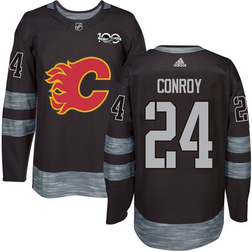Flames #24 Craig Conroy Black 1917-2017 100th Anniversary Stitched Jersey