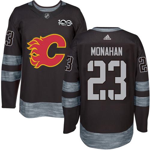 Flames #23 Sean Monahan Black 1917-2017 100th Anniversary Stitched Jersey