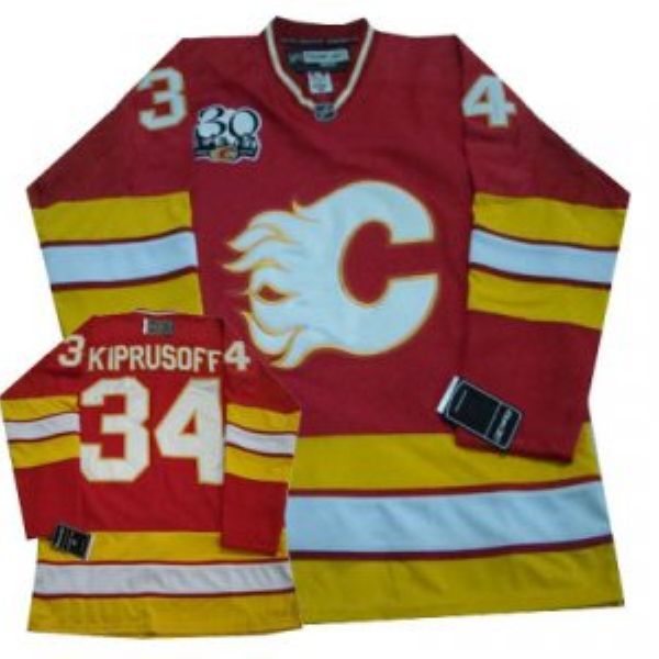 Flames #34 Miikka Kiprusoff Red With 30TH Patch Jersey