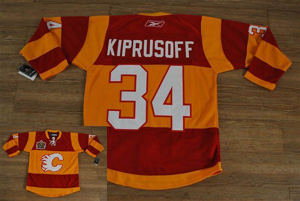 Flames #34 Miikka Kiprusoff Stitched Red Orange 2011 Winter Classic Jersey